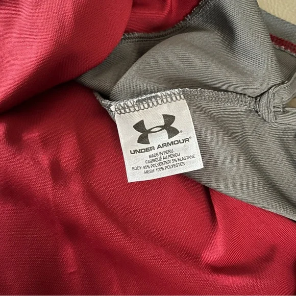 UNDER ARMOUR HEATGEAR PERFORMANCE POLO SHIRT sz Men Large short sleeve red/gray - Picture 11 of 16
